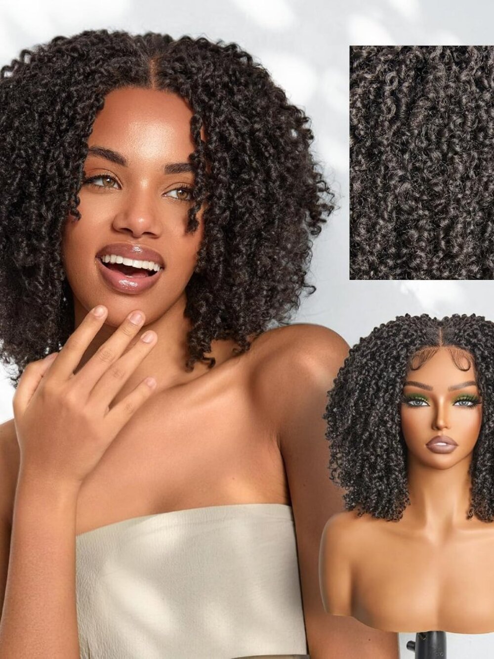 Frodio Curly Wig 11X4 Lace Frontal Wig Veralux™ Fiber 12'' Micro Twist Wig